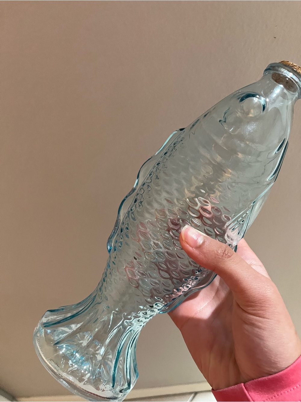 Blue Glass Fish Sculpture Bottle - Decorative Glass Art